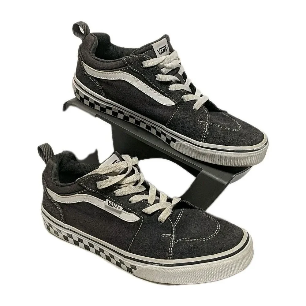 Vans Filmore Checker Sidewall Youth 7 Sneakers Shoes Gray Low Top Sidestripe